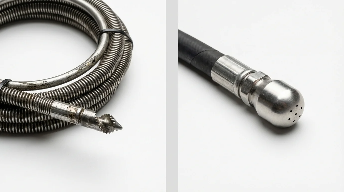Drain snake cable and hydro jetting nozzle used for drain cleaning in Grand Coulee, WA