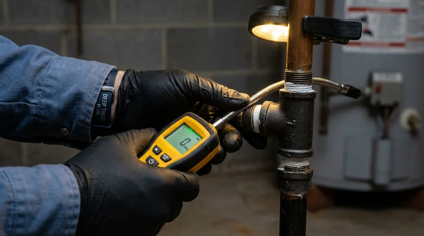 Gas leak detection with electronic sniffer by Johns Plumbing LLC in Grand Coulee