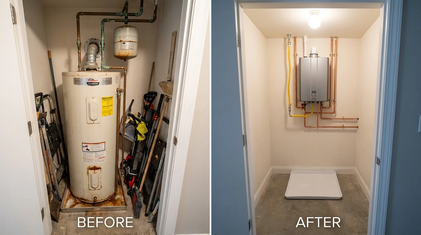 Tank water heater versus wall-mounted tankless unit comparison for Grand Coulee, WA homeowners